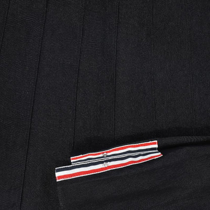 Pleated Stripe Skirt - Blk Denim