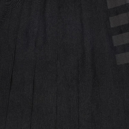 Pleated Stripe Skirt - Blk Denim
