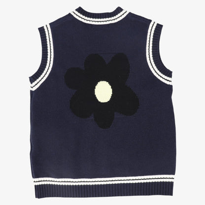 Cable Flower Vest - Navy