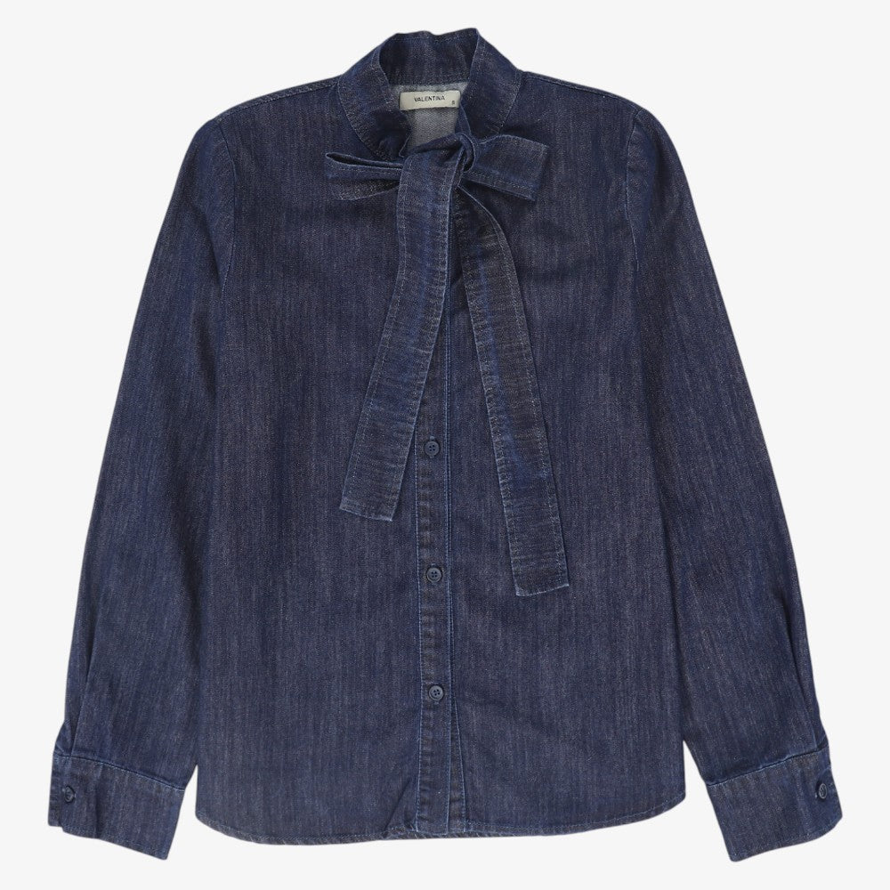 Tie Neck Blouse - Denim