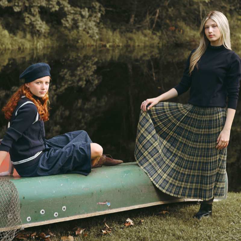 Pleated Plaid Skirt - Grey