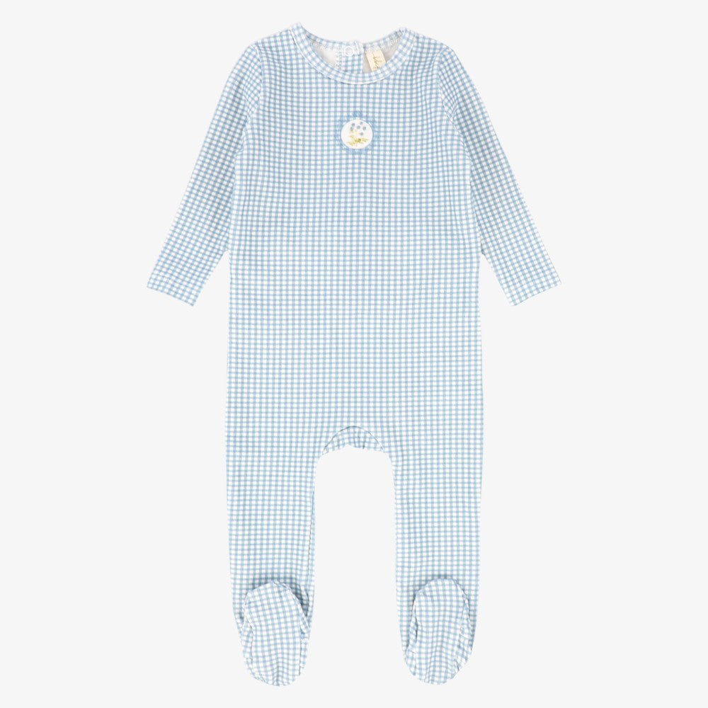 Gingham Frame Footie - Blue
