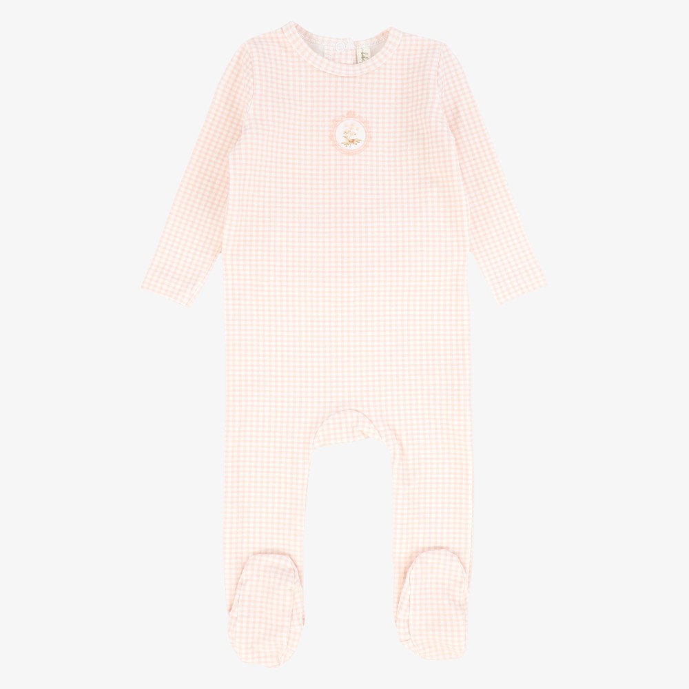 Gingham Frame Footie - Pink