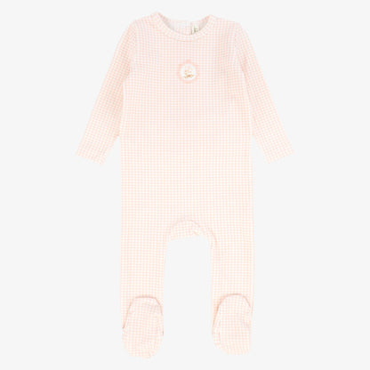Gingham Frame Footie - Pink