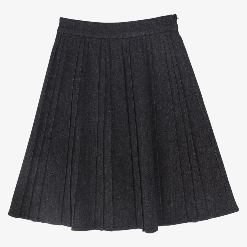 Pleated Skirt - Blk Denim