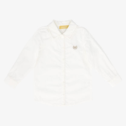 Scallop Stitch Blouse - White&amp;tan