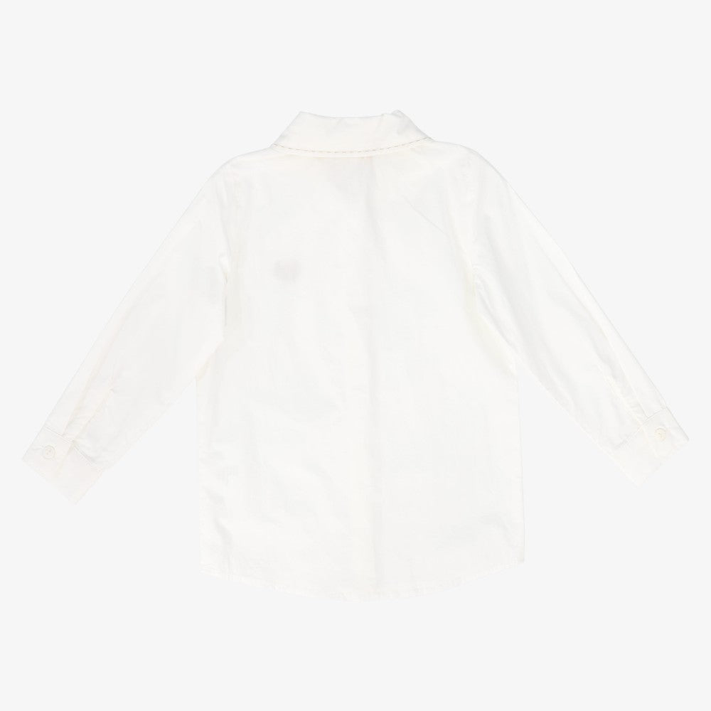 Scallop Stitch Blouse - White&amp;tan