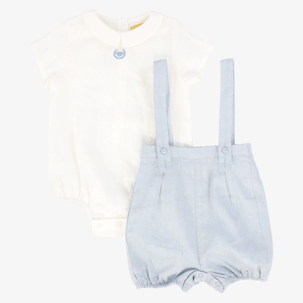Linen Bubble Set - White&amp;blue