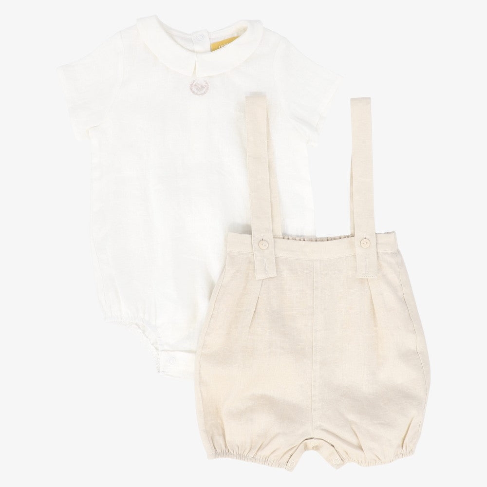 Linen Bubble Set - White&amp;tan
