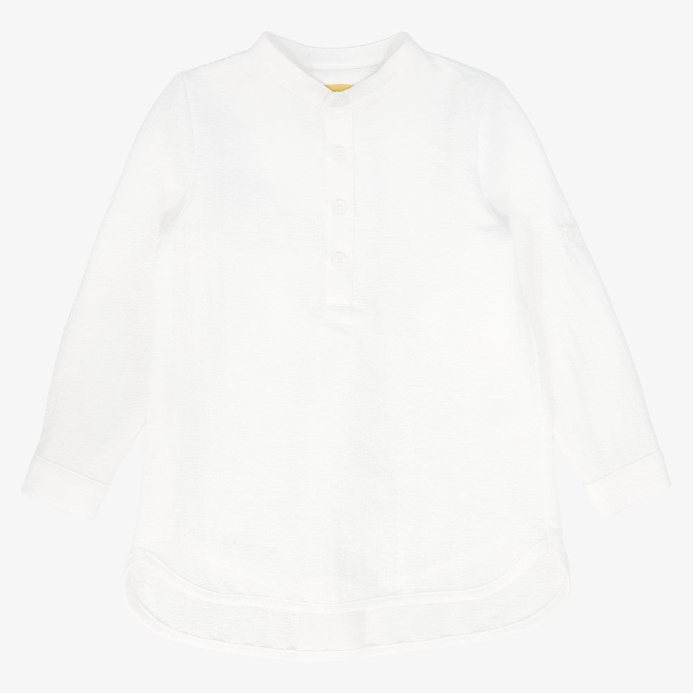 Textured Button Blouse - White