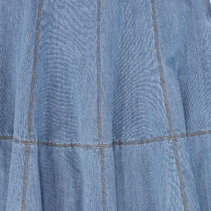 Seam Paneled Maxi Skirt - Light Blue Denim