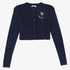 Ribbed Knit Embroidered Cardigan - Navy