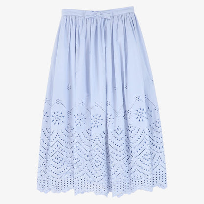 Eyelet Detail Midi Skirt - Light Blue