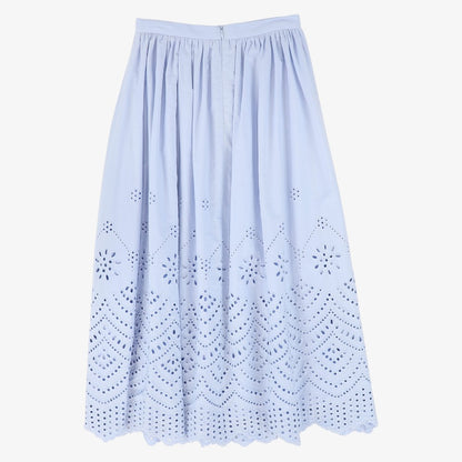 Eyelet Detail Midi Skirt - Light Blue