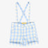 Checked Suspender Shorts - Light Blue