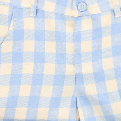 Checked Suspender Shorts - Light Blue