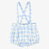Plaid Suspender Shorts - Light Blue