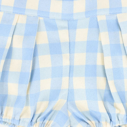 Plaid Suspender Shorts - Light Blue