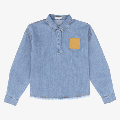 Leather Pocket Shirt - Light Blue Denim