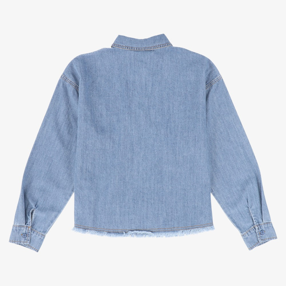 Leather Pocket Shirt - Light Blue Denim