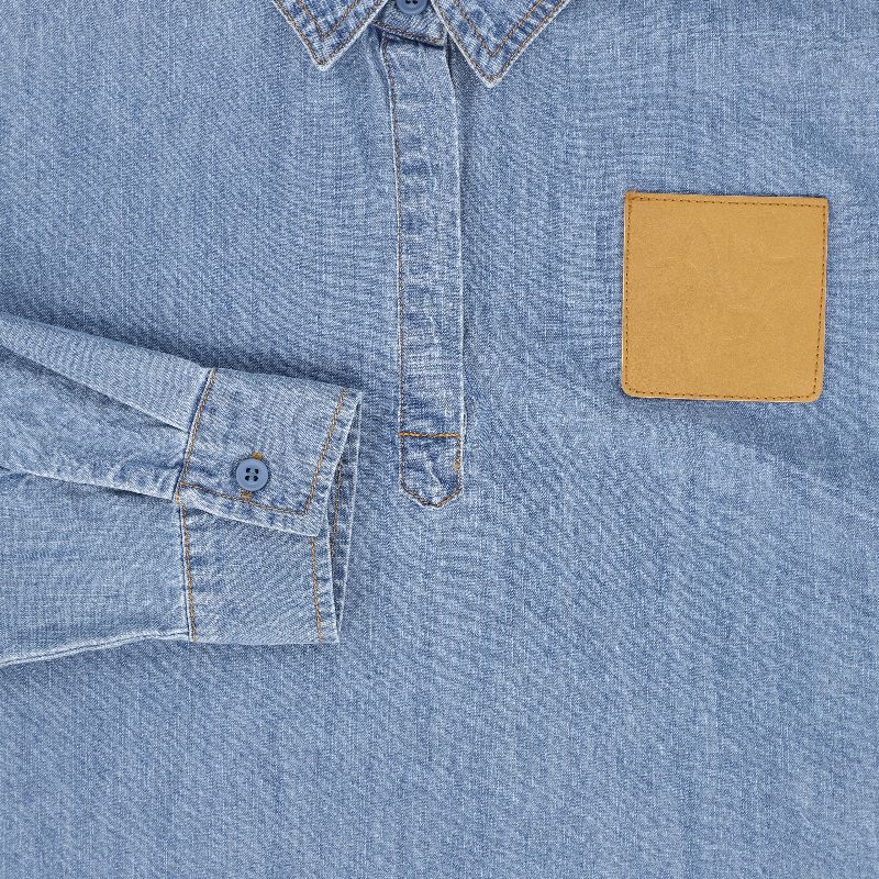 Leather Pocket Shirt - Light Blue Denim