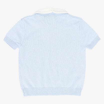 Cable Stripe Collar Sweater - Blue