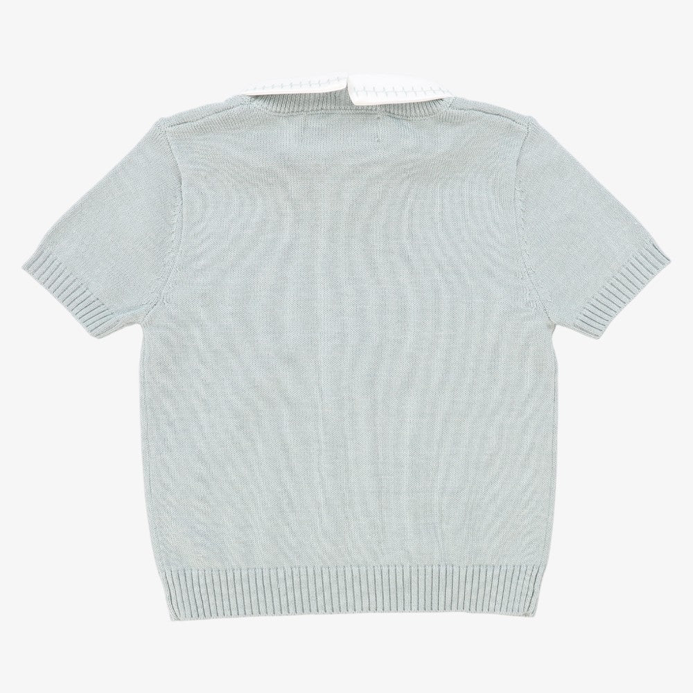 Cable Stripe Collar Sweater - Green