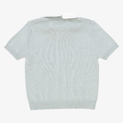 Cable Stripe Collar Sweater - Green