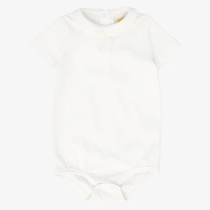 Bee Embroidered Collar Onesie - White
