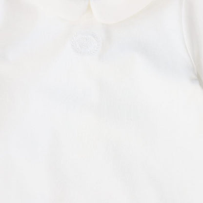 Bee Embroidered Collar Onesie - White