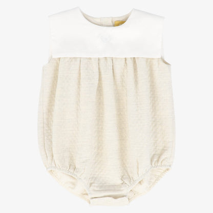 Textured Collar Romper - Cream