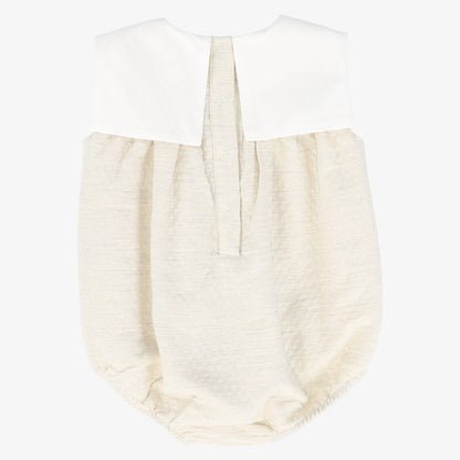 Textured Collar Romper - Cream