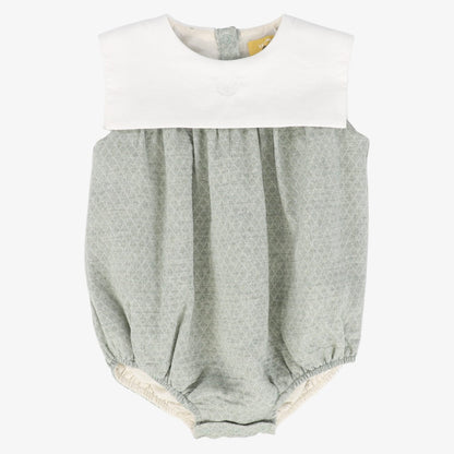 Textured Collar Romper - Green