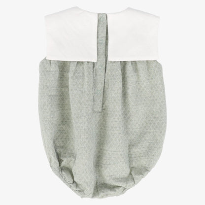 Textured Collar Romper - Green