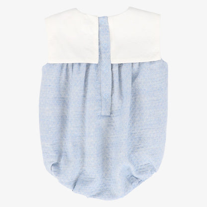 Textured Collar Romper - Light Blue