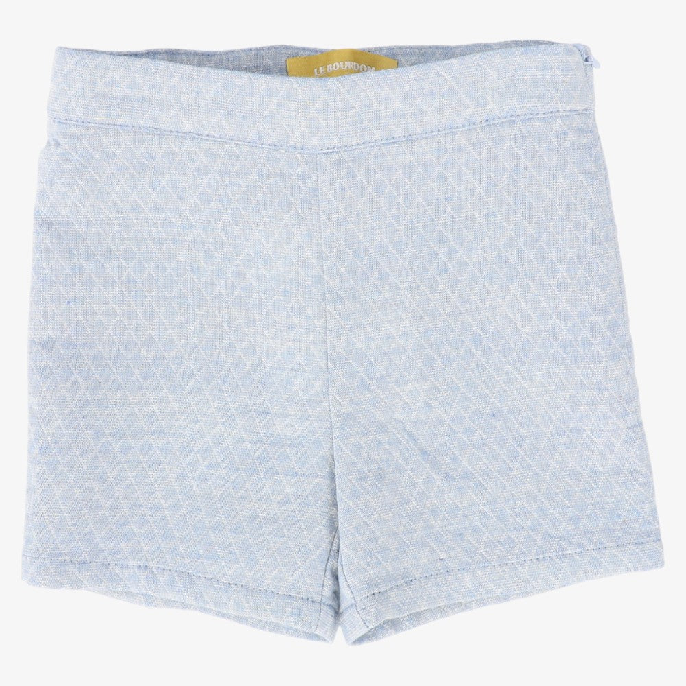 Textured Button Shorts - Light Blue