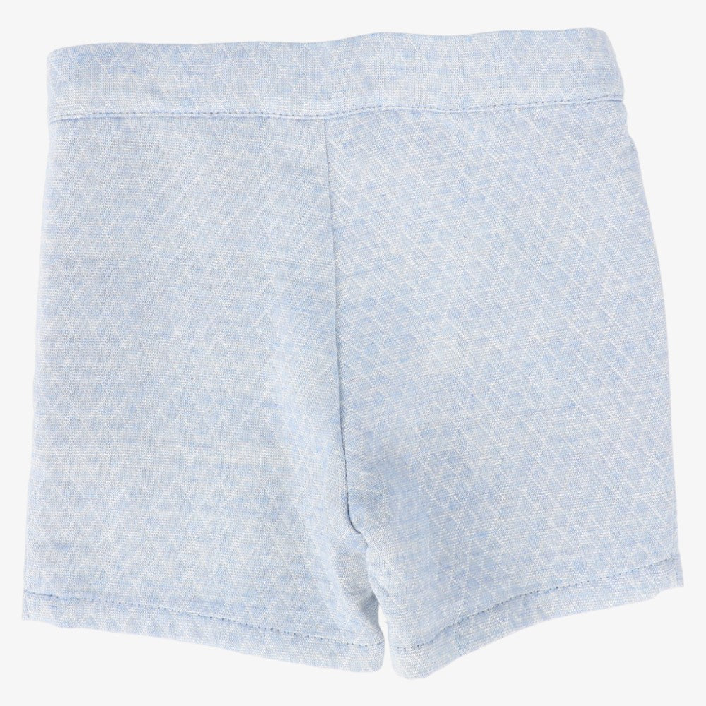 Textured Button Shorts - Light Blue