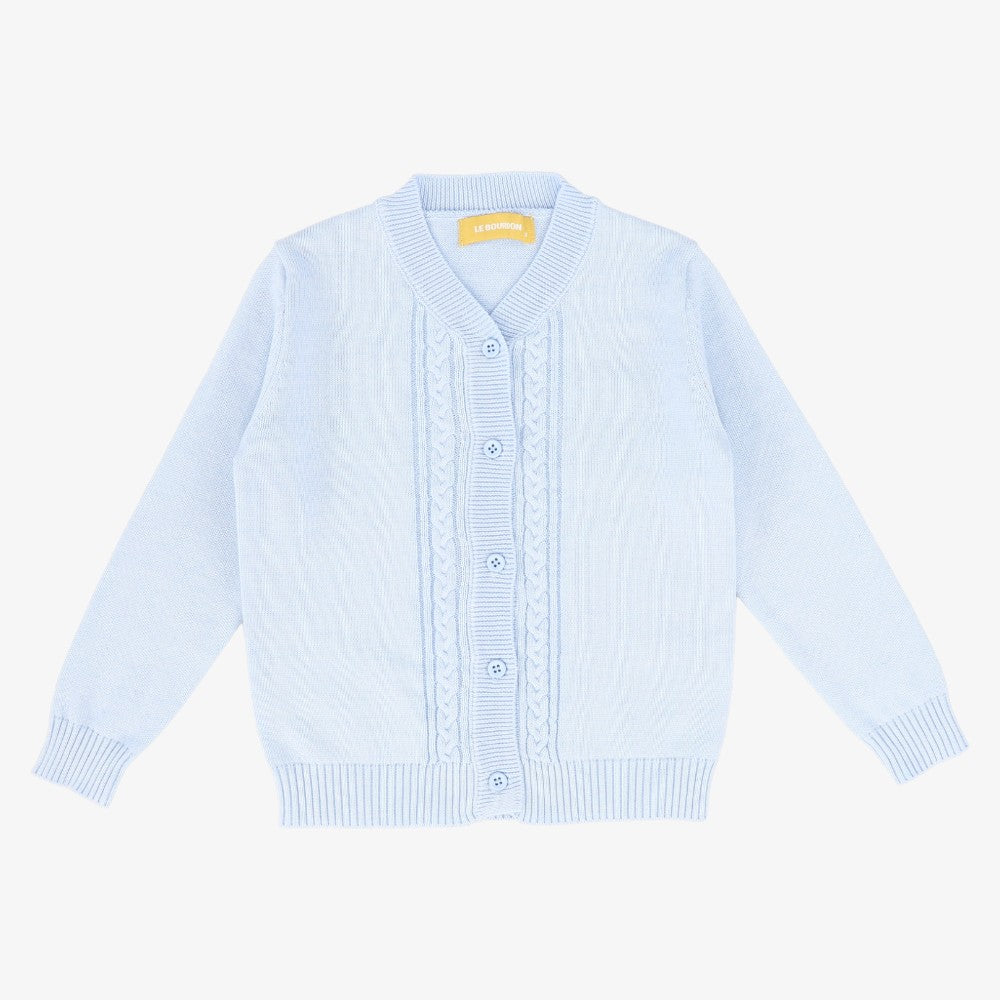 Cable Stripe Collar Cardigan - Blue