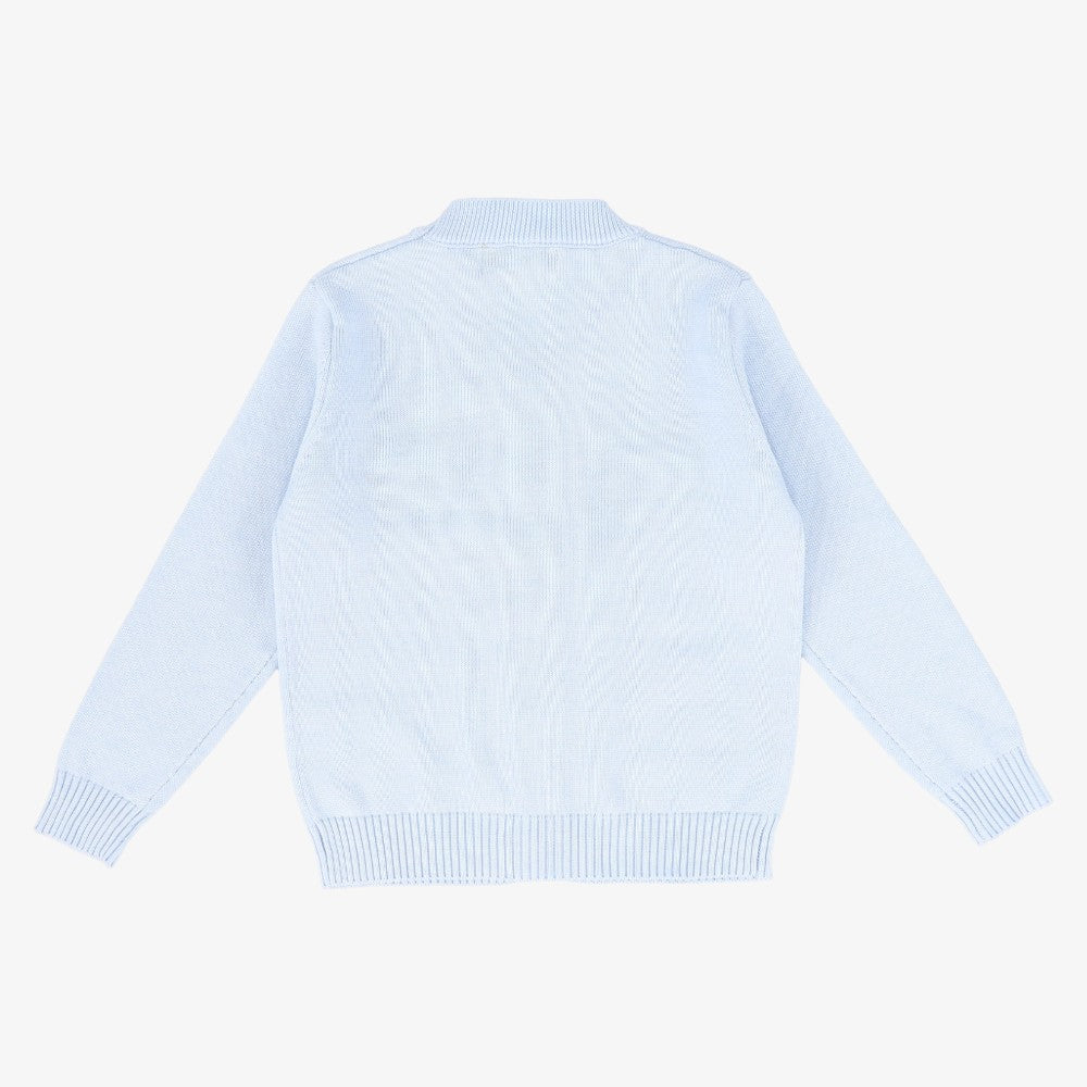 Cable Stripe Collar Cardigan - Blue