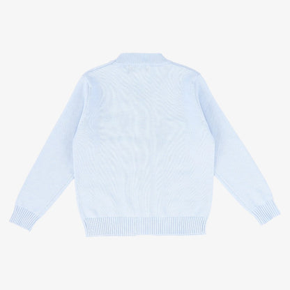 Cable Stripe Collar Cardigan - Blue