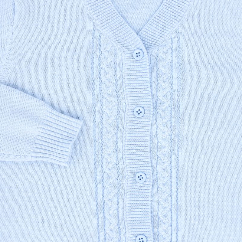 Cable Stripe Collar Cardigan - Blue