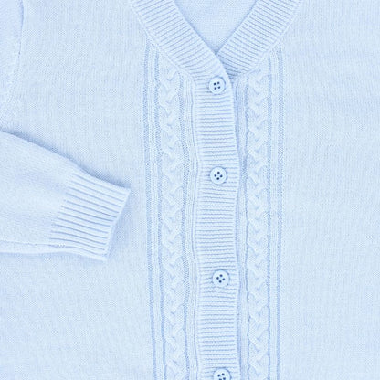 Cable Stripe Collar Cardigan - Blue