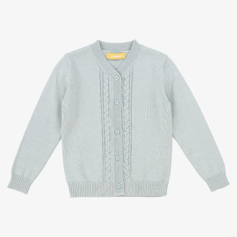 Cable Stripe Collar Cardigan - Green