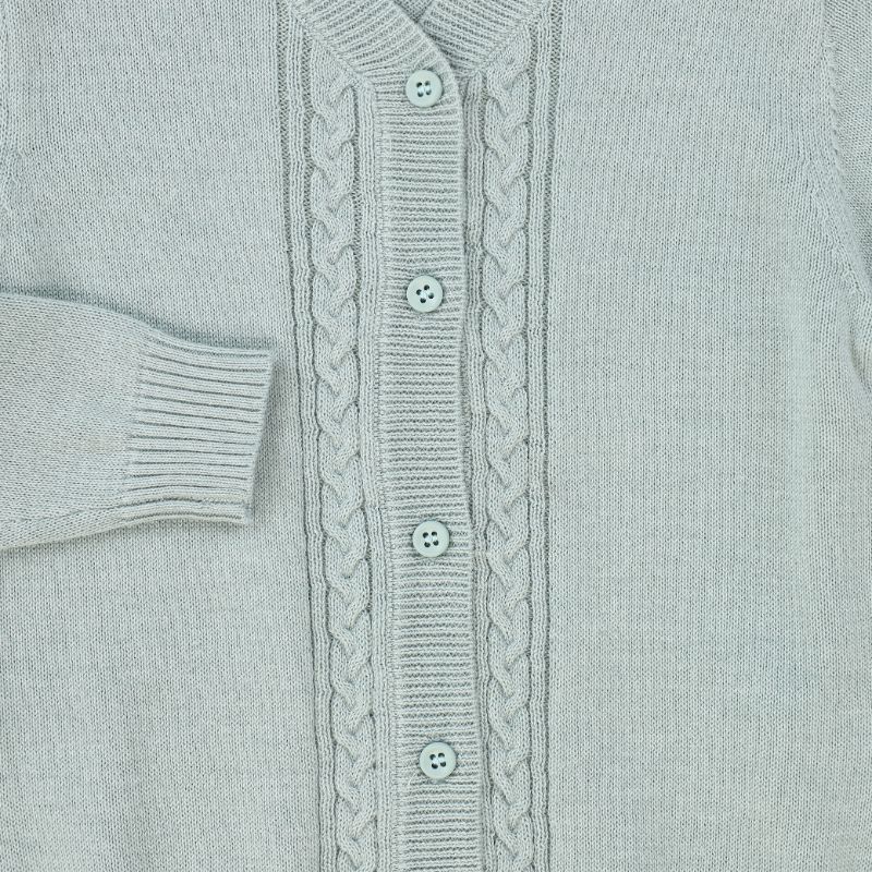 Cable Stripe Collar Cardigan - Green