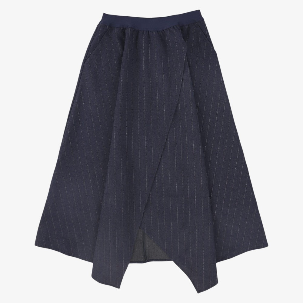 Pinstripe Wool Skirt - Navy