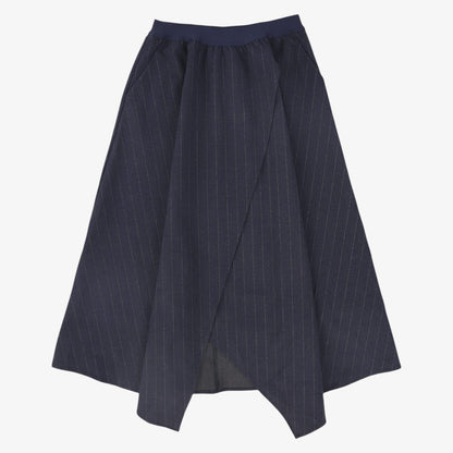 Pinstripe Wool Skirt - Navy