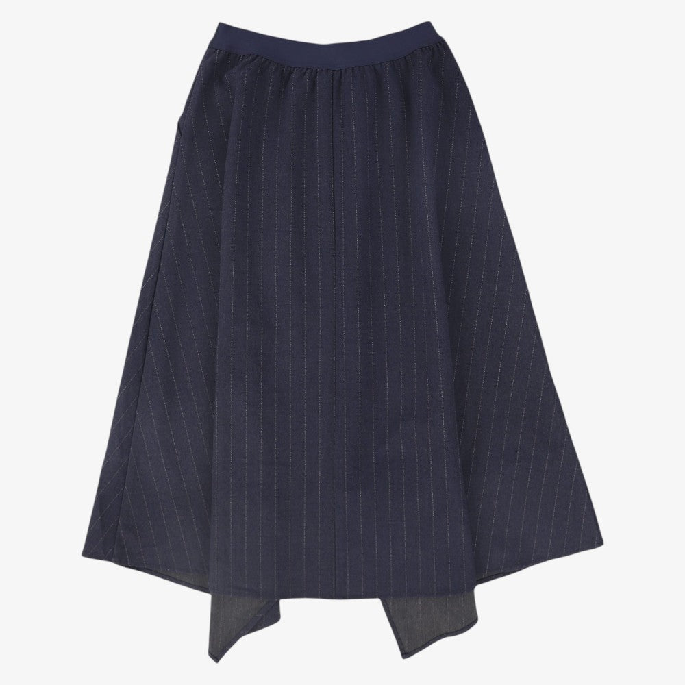Pinstripe Wool Skirt - Navy
