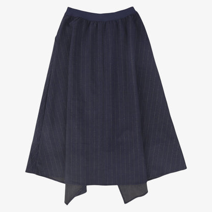 Pinstripe Wool Skirt - Navy