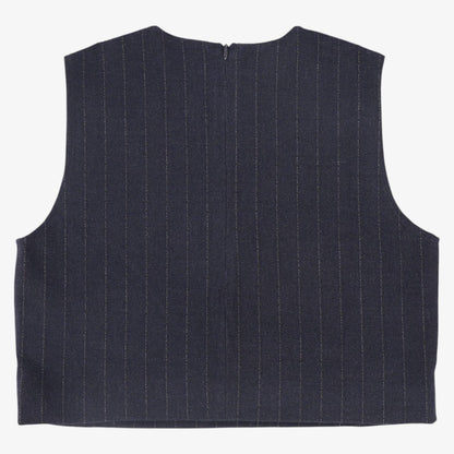 Pinstripe Wool Vest - Navy