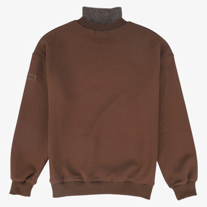 Stripe Turtleneck Sweatshirt - Brown